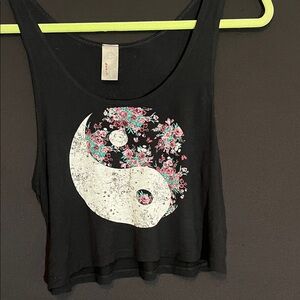 Floral Yin Yang Black Crop Top